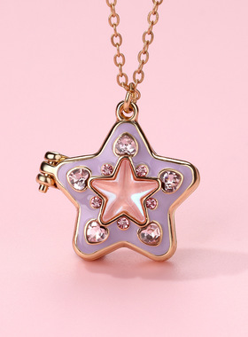 创意五角星可打开相盒个性女孩儿童闺蜜项链开合磁吸吊坠DIY饰品