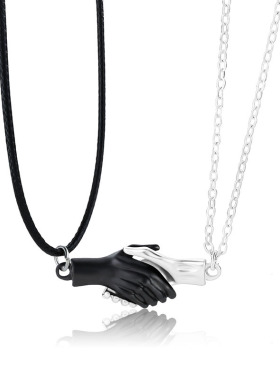 男女爱情之手情侣项链二人拼接