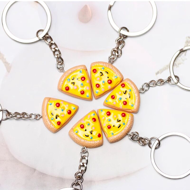 好朋友闺蜜六人披萨钥匙扣包挂件