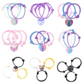 卡通可爱儿童手链三人闺蜜手绳生日礼物磁吸吊坠女孩一人一半手饰