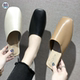 平底一脚蹬懒人半拖鞋 办公室凉拖鞋 女外穿春秋包头简约复古穆勒鞋