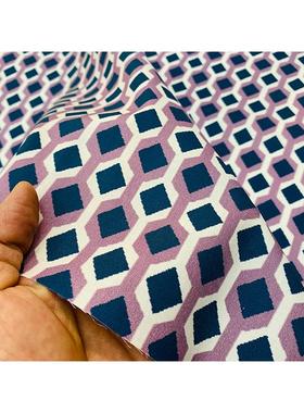 【C-01】粉红色格子全棉面料 菱形格纹制衣布料 手工diy缝纫布料