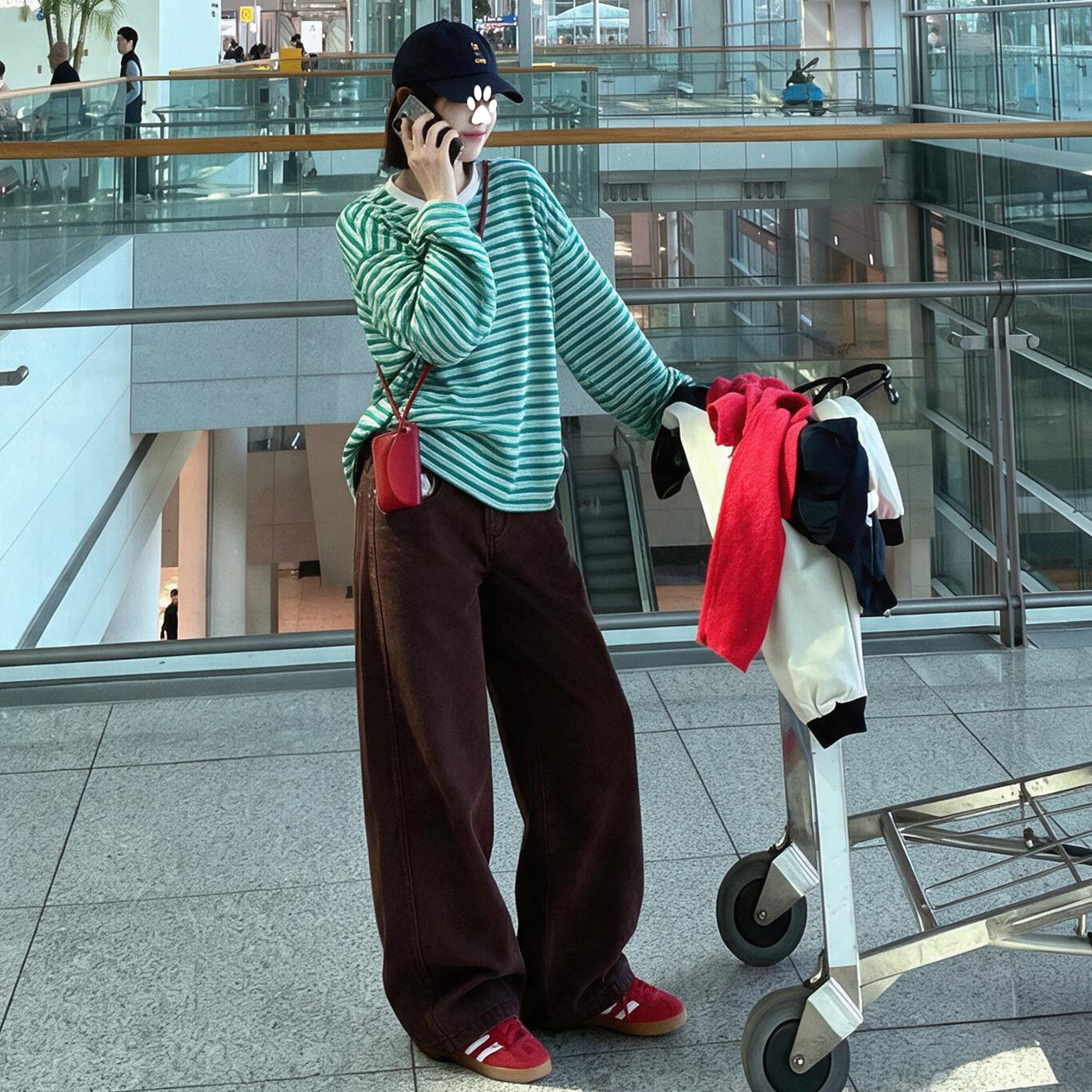 咖棕色高腰宽松直筒牛仔裤女小个子韩里韩气的版型好遮胯阔腿裤子
