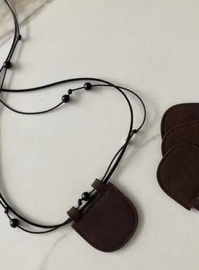 项链毛衣极简法凹造型月牙包多种设计感麂皮绒双层穿搭钢珠戴迷你