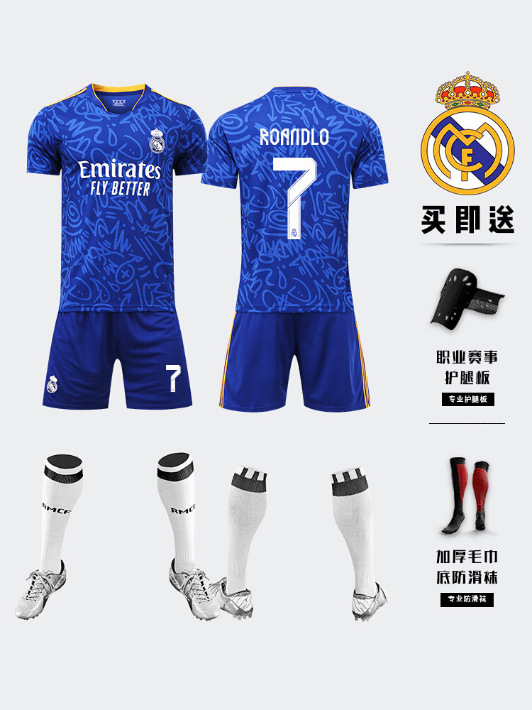 222324 레알 마드리드 저지 NO. 7 축구 유니폼 정장 맞춤형 학생 팀 유니폼 아동 성인 훈련 유니폼 남성용 맞춤형