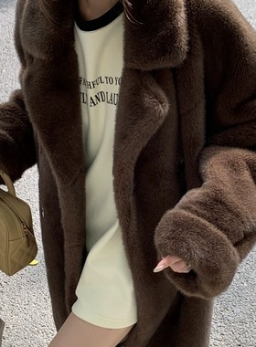 新款水貂外套2025冬新款长款整貂毛毛外套西服大衣女皮草大衣外套