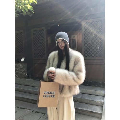 环保狐狸毛皮草毛毛外套