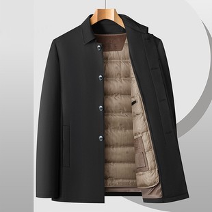 男士商务羽绒服轻薄款上档次短款可拆卸内胆行政夹克中年爸爸外套
