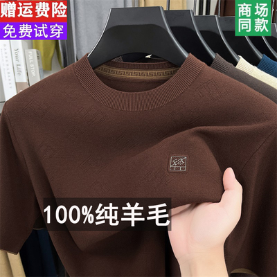 外贸清仓男士短袖羊毛衫