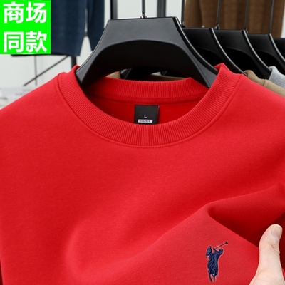 正品保罗男女纯棉卫衣秋冬加绒加厚圆领打底衫小马标刺绣长袖上衣