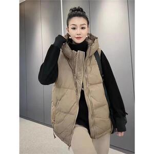 连帽棉马甲女拉链秋冬新款韩版休闲设计感欧货马夹坎肩宽松保暖