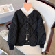 2024新款 棉衣小香风女外套 时尚 棉服女短款 菱格ins无领轻薄冬季