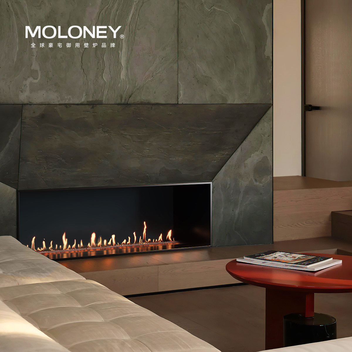 MOLONEY EVA智能酒精真火壁炉，嵌入式设计，简约而不失高端