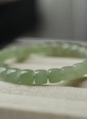 天然和田玉冰底晴水直切手串