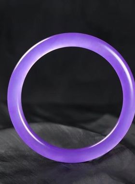 新疆冰透金丝玉女款旺夫紫罗兰色圆条美人镯玉手镯气质百搭款