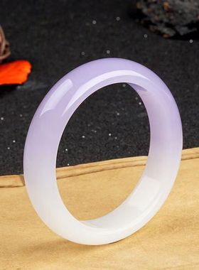 新疆紫罗兰色金丝玉手镯半紫旺夫玉石手镯女款气质紫罗兰色玉镯子