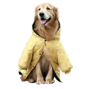 潮牌大型犬金毛边牧狗衣服秋冬加厚金毛棉衣冲锋衣秋冬大狗冬装