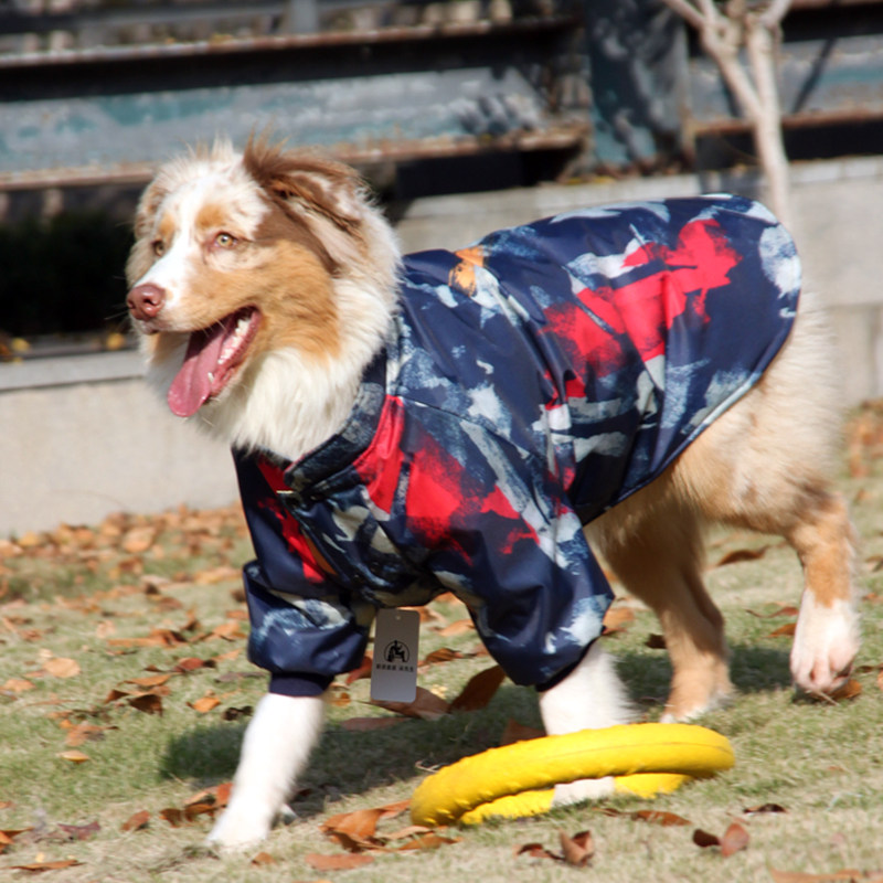 潮牌大型犬金毛边牧狗衣服秋冬加厚金毛棉衣冲锋衣秋冬大狗冬装