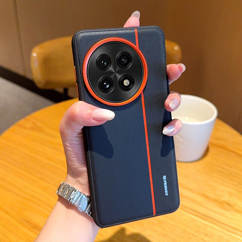 高端三拼色素皮适用一加Ace5手机壳1+Ace5Pro新款磨砂oneplus防摔保护套PKG110限量版PKR110橙色大孔镜头外壳