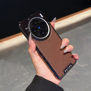 高端机甲风皮纹适用vivox100手机壳新款 电镀x100pro防摔保护套vivox100Pro全包镜头V2309A真皮硬外壳V2324A男