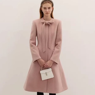 And Bride You韩国直邮系带 大衣 BAU 字廓形羊绒混纺中长款