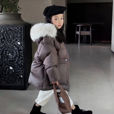连帽大毛领儿童羽绒服加厚