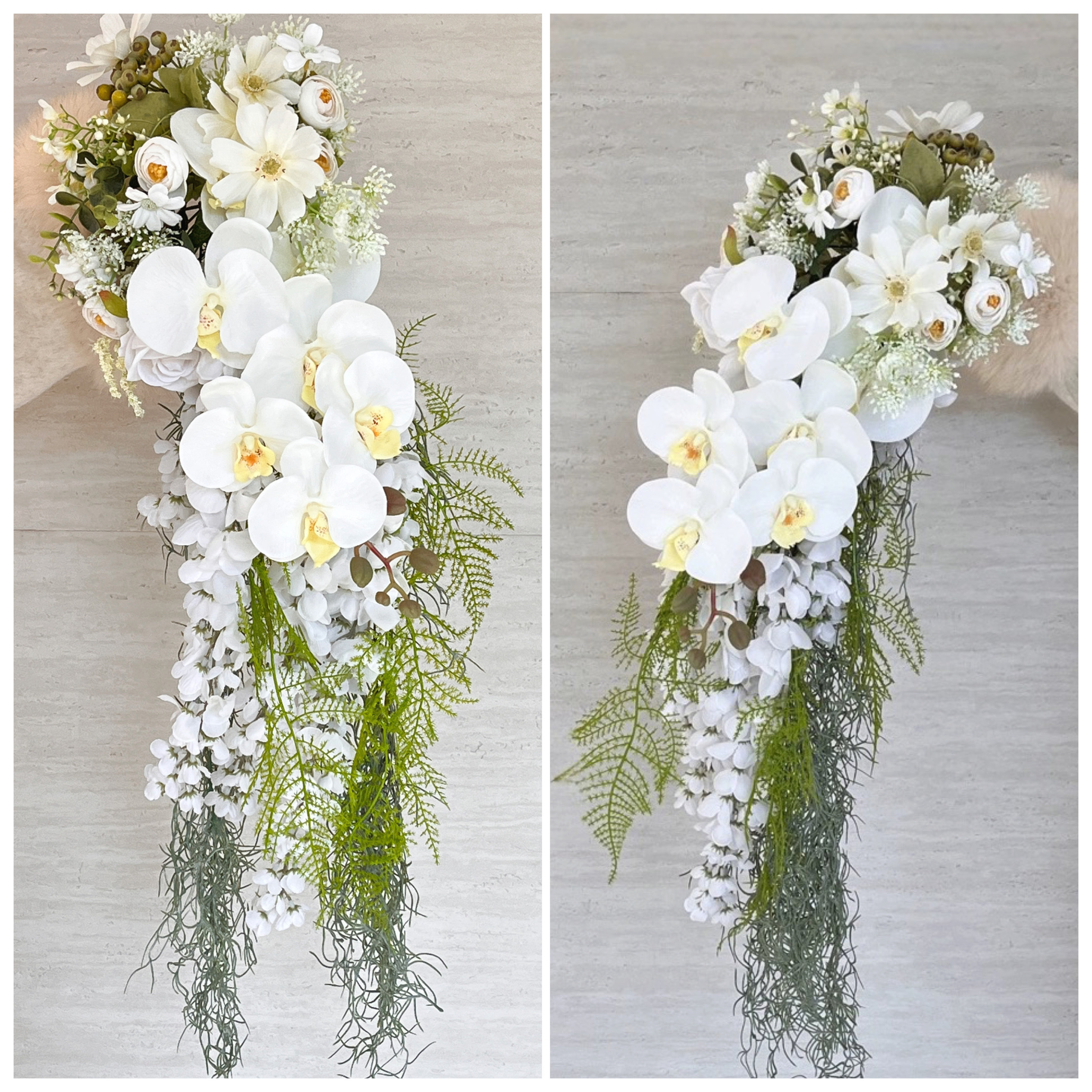 韩式清新婚纱照摄影道具婚礼园林摆拍新娘垂感水滴白色瀑布仿真花