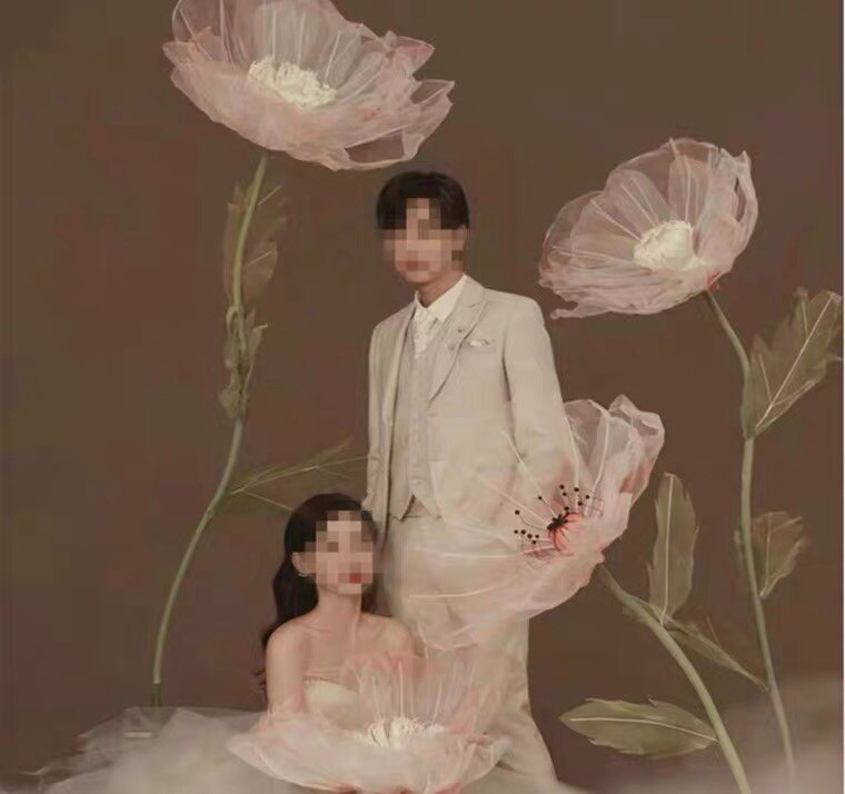 明星样片同款韩式复古画意婚纱摄影道具拍照写真梦幻仙仿真丝网花