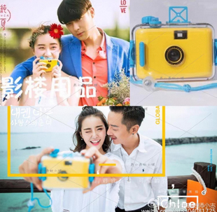 新款婚纱旅拍摄影道具韩式DIY黄色相机影楼创意情侣写真拍摄道具
