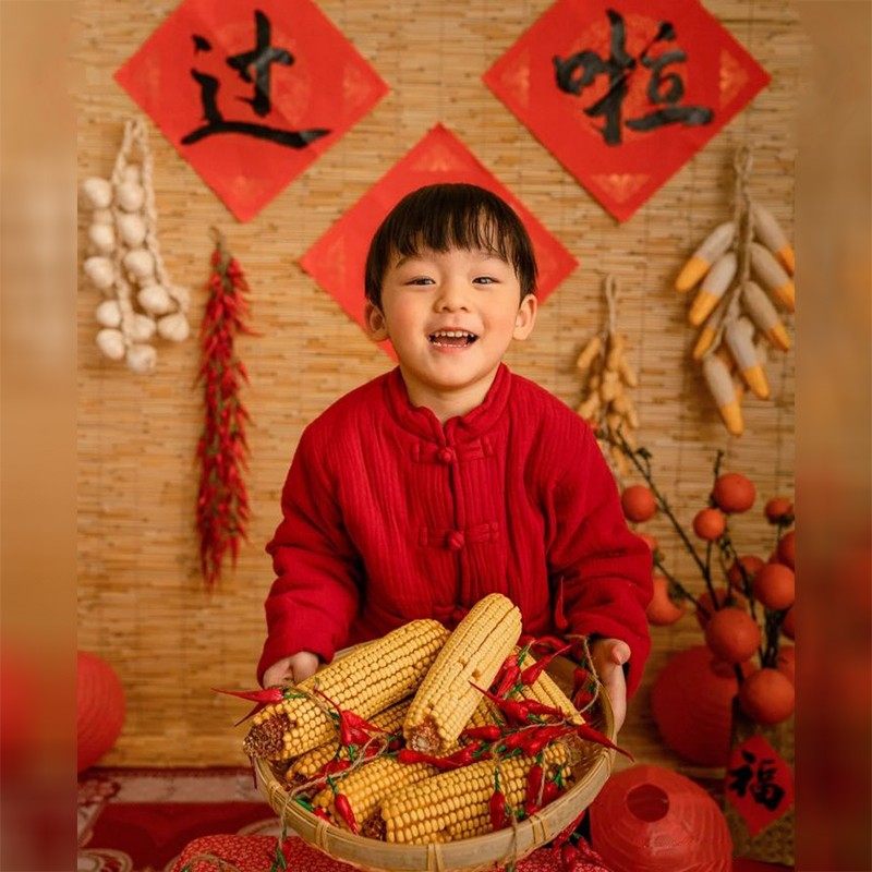 影楼摄影道具春节喜庆摆件儿童新年拍照装饰主题中式古装拍照装饰