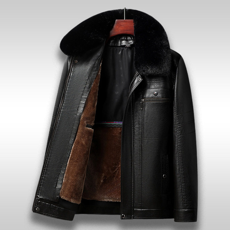 中老年皮衣男加绒加厚爸爸冬装外套爷爷老人冬季可脱卸内胆皮夹克,男装,皮衣,淘宝优惠券,粉丝福利购,淘宝优惠卷