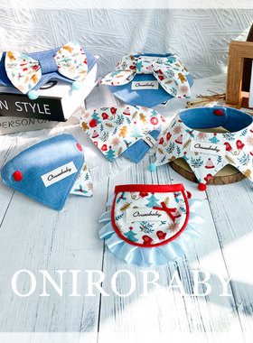 【圣诞系列】Onirobaby原创猫咪围脖狗狗口水巾宠物可爱图案围兜
