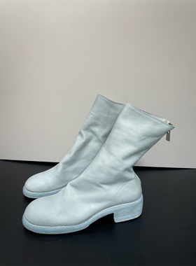 手工定制 新款guidi马皮靴 788z 310 pl2冰蓝色 水洗做旧马丁靴女