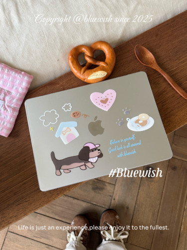 Bluewish《小狗日记》ins感磨砂进口pc韩系半透明硬壳防磕刮花适用于Macbook苹果pro电脑air13寸14寸保护壳