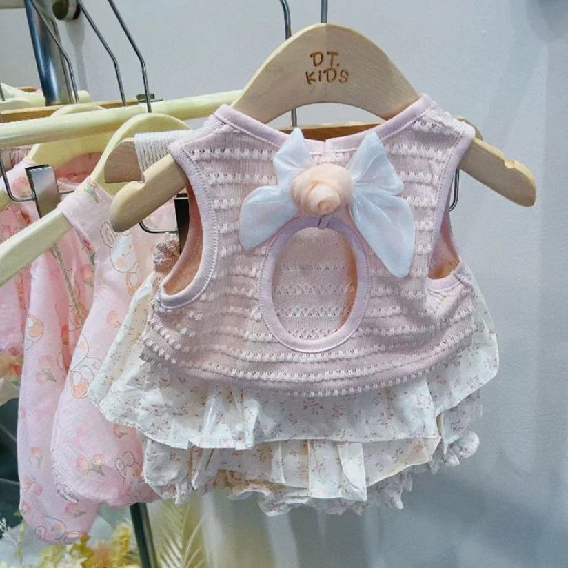 韩版女童2025夏装套装新款夏季洋气背心两件套儿童可爱上衣