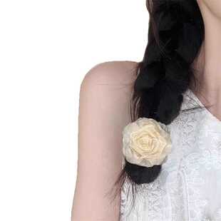 干枯玫瑰花朵头绳2025新款高马尾发绳头饰高级感半扎发皮筋发饰女
