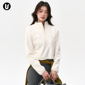 绒毛瑜伽服外套女秋冬保暖普拉提训练服健身运动上衣跑步长袖 卫衣