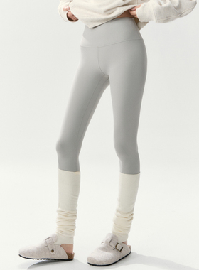 瑜伽长裤女提臀普拉提训练服套装运动九分裤子跑步健身灰色鲨鱼裤