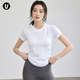 新款 瑜伽服运动女上衣T恤半袖 跑步速干衣健身服透气白色短袖 夏季