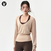 跑步舞蹈普拉提训练服健身长袖 瑜伽服上衣女新款 宽松休闲运动罩衫