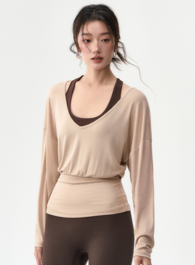 瑜伽服上衣女新款宽松休闲运动罩衫跑步舞蹈普拉提训练服健身长袖