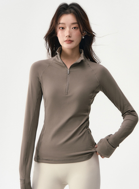 瑜伽服长袖女冬速干健身网球羽毛球运动T恤普拉提训练服套装上衣