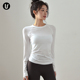 瑜伽服女上衣修身 防晒 白色圆领跑步运动训练速干轻薄透气健身长袖