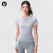 圆领跑步训练速干上衣普拉提健身瑜伽t恤 女修身 运动短袖 春夏新款