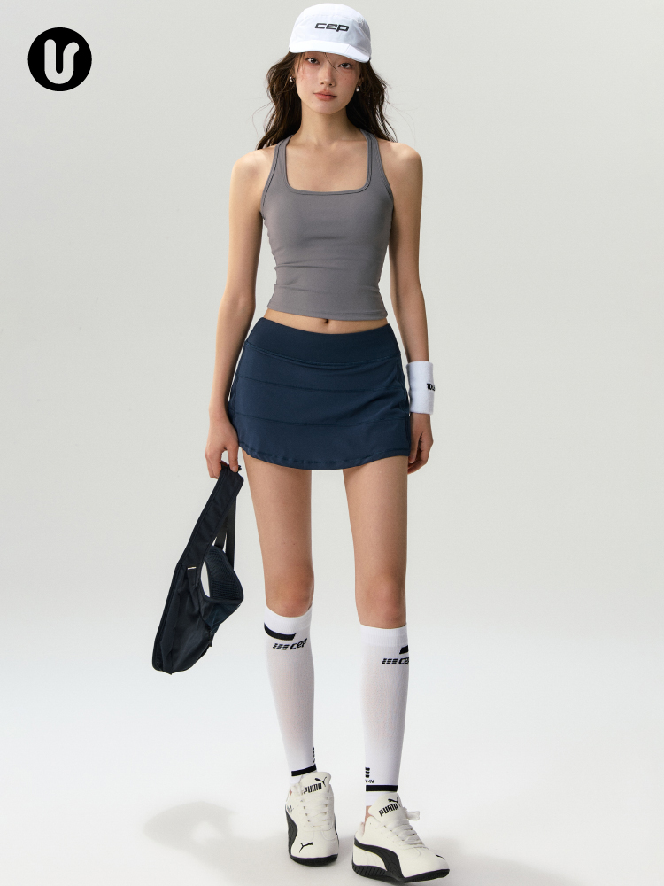 Sports Fitness Short Skirt for Women, New Quick-Drying Yoga Wear, Half-Length Skirt, Training Badminton Tennis Skirt, Top Set