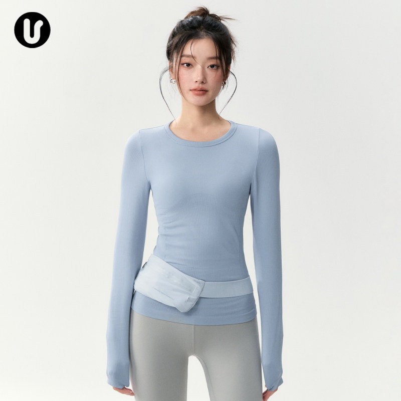 秋冬瑜伽服女跑步运动长袖T恤紧身圆领普拉提训练服速干健身上衣,运动服/休闲服装,健身衣,淘宝优惠券,粉丝福利购,淘宝优惠卷