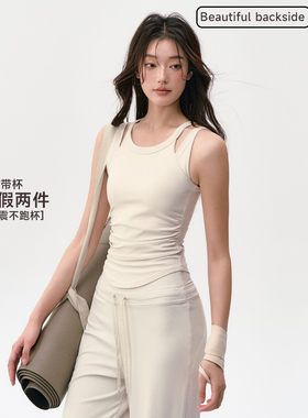 运动背心女带胸垫防震高强度瑜伽服上衣普拉提训练服套装健身内衣