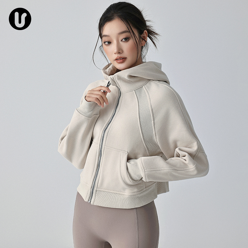 加絨短款運動外套女秋冬跑步健身