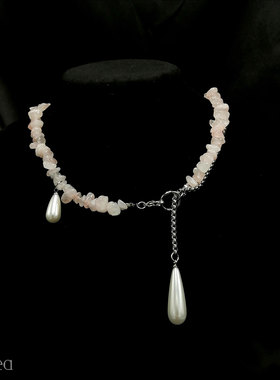 水滴桃花粉晶石天然石浪漫女士