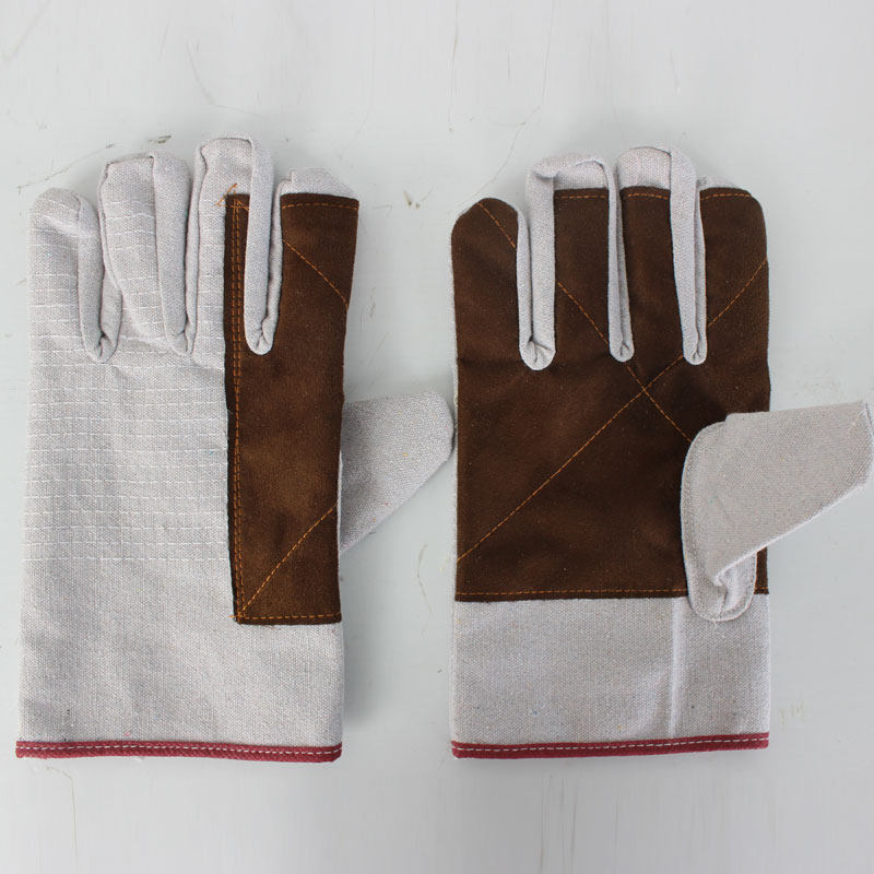 洁盾帆布手套劳保工作工地24线双层加厚机械焊工手套短款作业防护